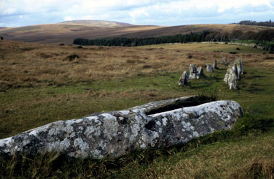 Shovel down stone row.